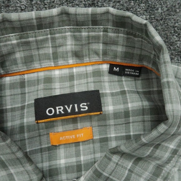 Orvis Shirt Men Medium Gray Plaid Active Fit Fishing Long Sleeve - Picture 3 of 10